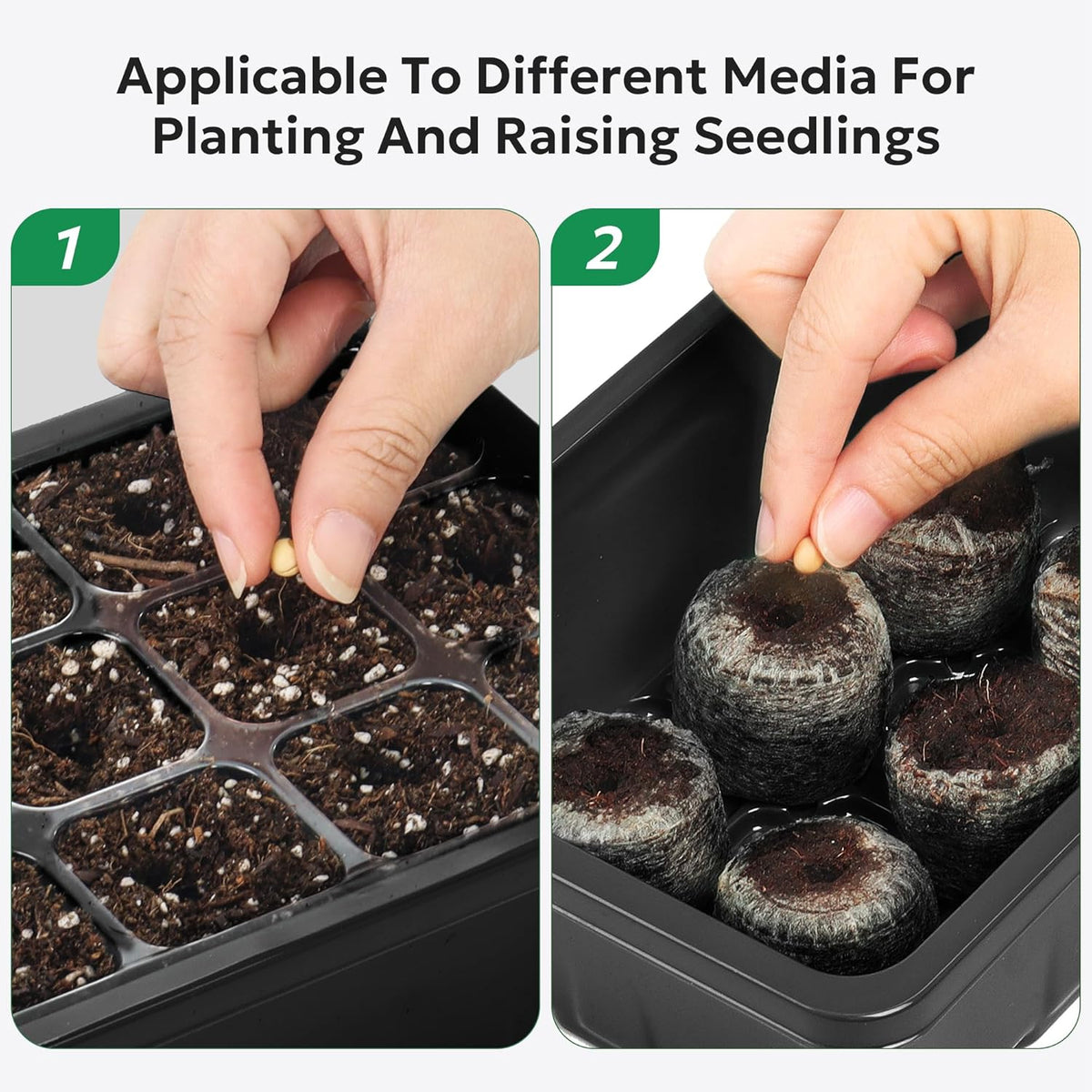 MIXC 10 Packs Seed Starter Tray Seed Starter Kit with Humidity Dome (120 Cells Total Tray) Seed Starting Trays Plant Starter Kit and Base Mini Greenhouse Germination Kit for Seeds Growing Starting