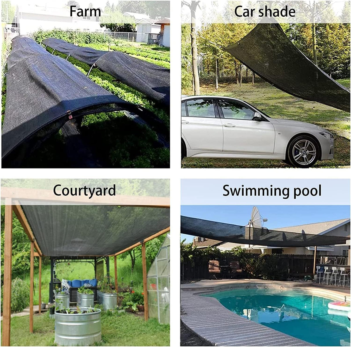 LOVE STORY 10x12FT 70% Black Shade Cloth Sun Shade Net with Grommets Sunblock Net Mesh Tarp for Garden,Plants Cover,Greenhouse and Patio