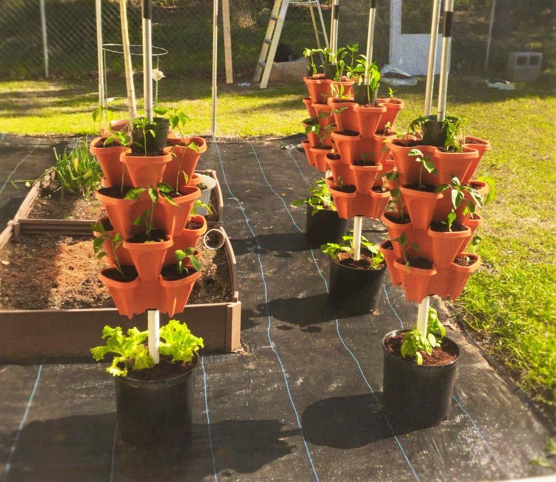 5 Tier Stackable Strawberry, Herb, Flower, and Vegetable Planter - Vertical Garden Indoor/Outdoor