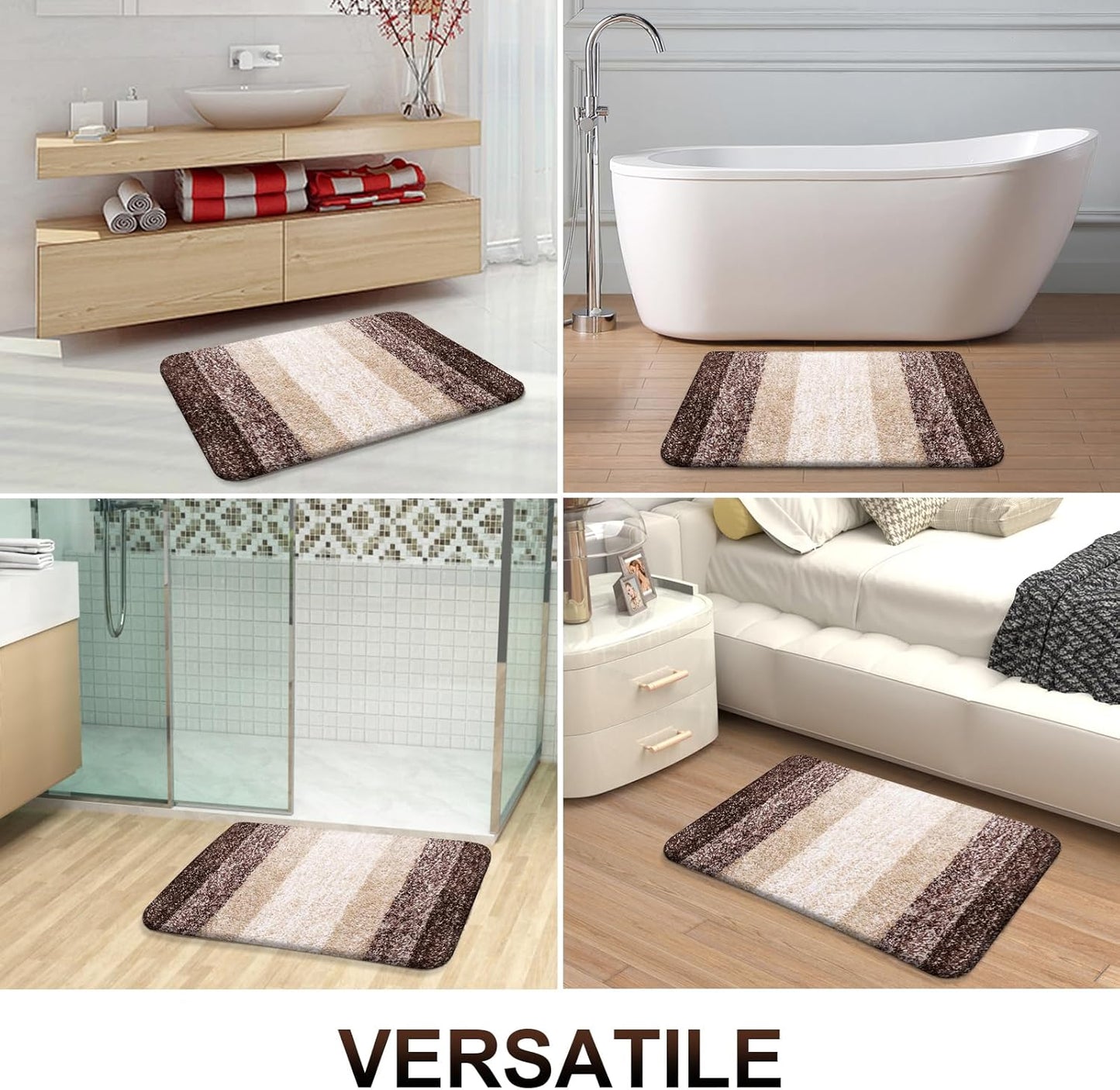 OLANLY Bathroom Runner Rugs 40x24, Extra Soft Absorbent Microfiber Bath Rugs, Rubber Backing, Quick Dry, Machine Washable Bath Mats for Bathroom Floor, Tub and Shower, Home Decor Accessories, Brown