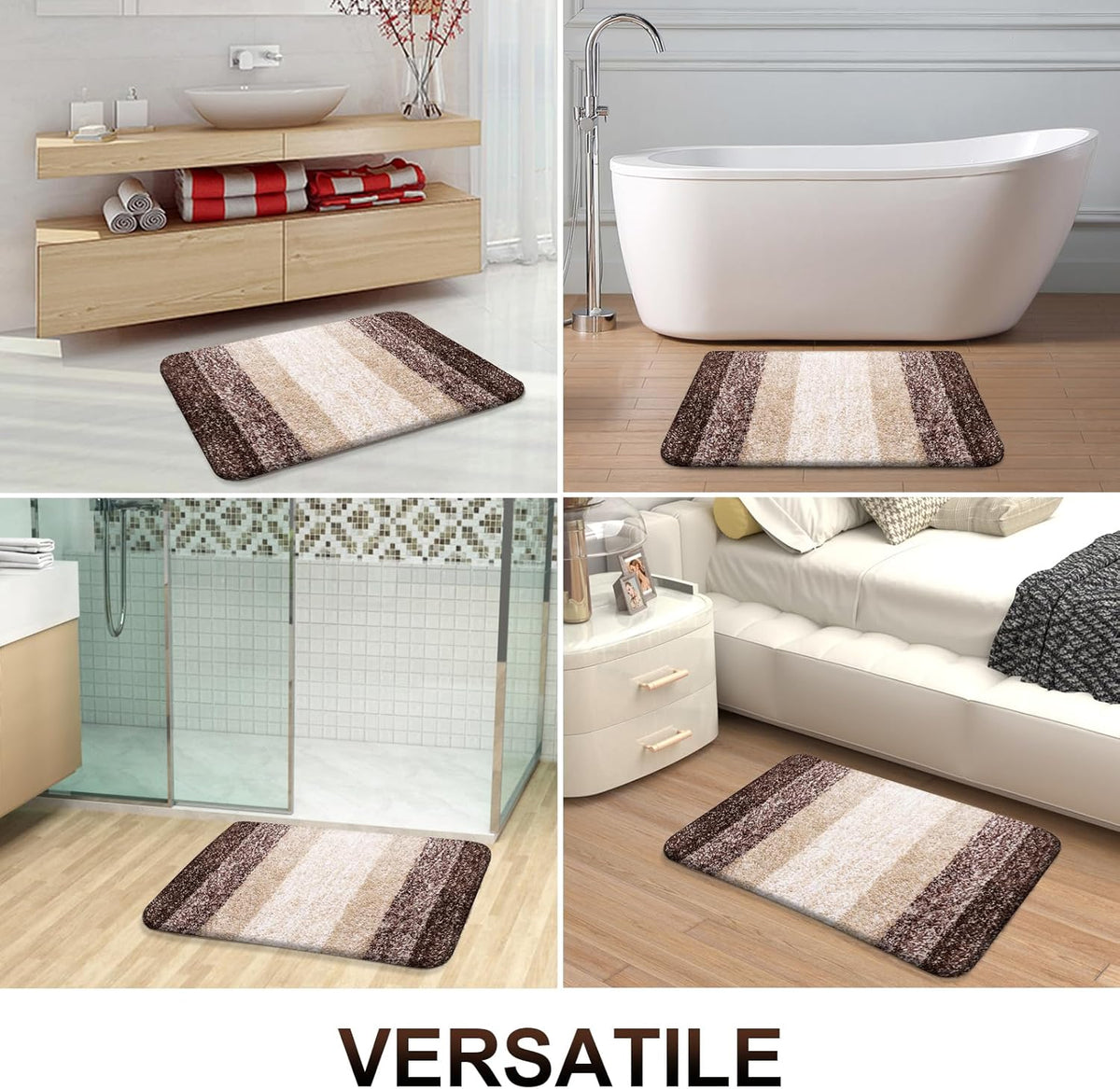 OLANLY Bathroom Runner Rugs 70x24, Extra Soft Absorbent Microfiber Bath Rugs, Rubber Backing, Quick Dry, Machine Washable Bath Mats for Bathroom Floor, Tub and Shower, Home Decor Accessories, Brown