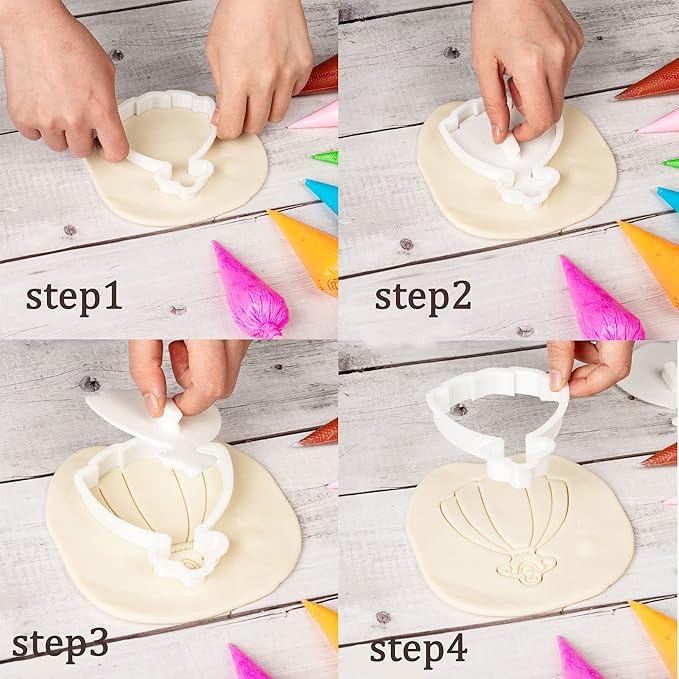 Flycalf Wedding Cookie Cutters Set of 7 with Plunger Stamps Holiday Gifts Baking Cake PLA Kitchen Diamond Love Ring Shapes for Kids 3.5" Mold Supplies Biscuit Tools