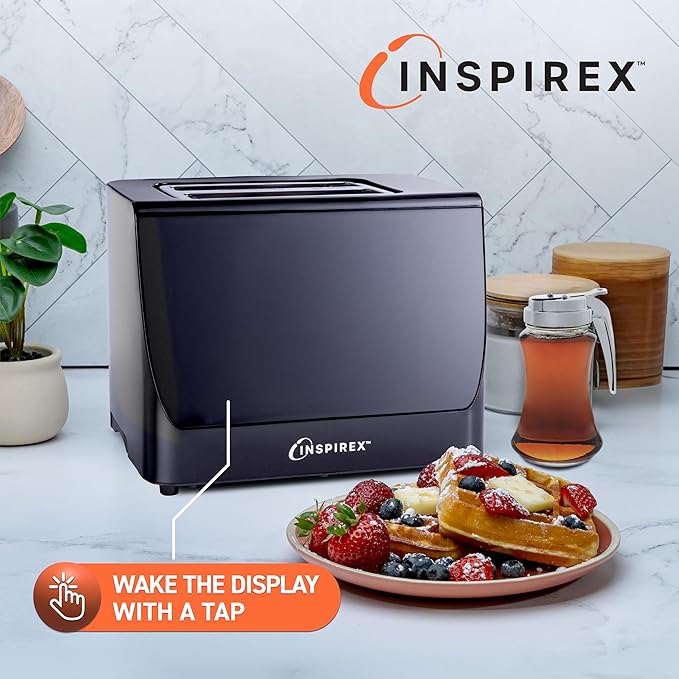 Inspirex Two Slice Touchscreen Lever Toaster, Black