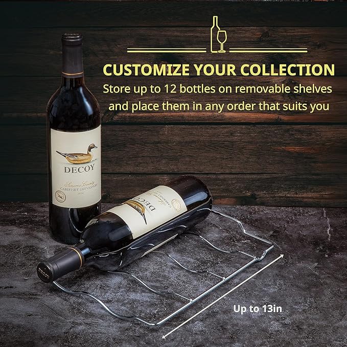 SCHMÉCKÉ 12 Bottle Compressor Wine Cooler Refrigerator w/Lock - Large Freestanding Wine Cellar For Red, White, Champagne or Sparkling Wine - 41f-64f Digital Temperature Control Fridge Stainless Steel