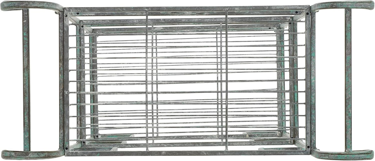 SAFAVIEH Outdoor Collection Noreen Victorian Scroll Antique Dark Green Wrought Iron 3-Tier Shelf