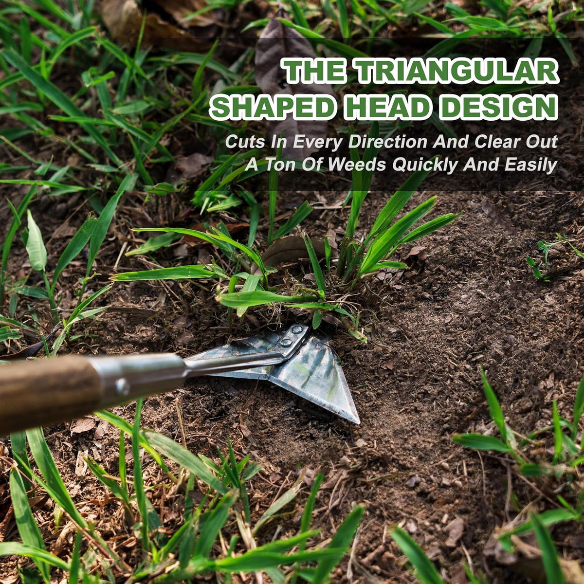 Haliaeetus Triangle Hoe, 60'' Scuffle Hoe for Keeping Your Back from Tiring Out, Weeding Just in Push-Pull Motion, Rogue Hoe with Triangle Head for Quickly Clear Out a lot of Weeds from All Direction