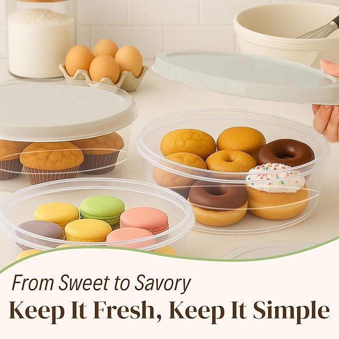 Evelots 4-Pack 10-Inch Airtight Food Storage Container with Lid - Portable Carrier for Pies, Cakes, Cupcakes & More - BPA-Free Clear Plastic - Secure & Easy Transport