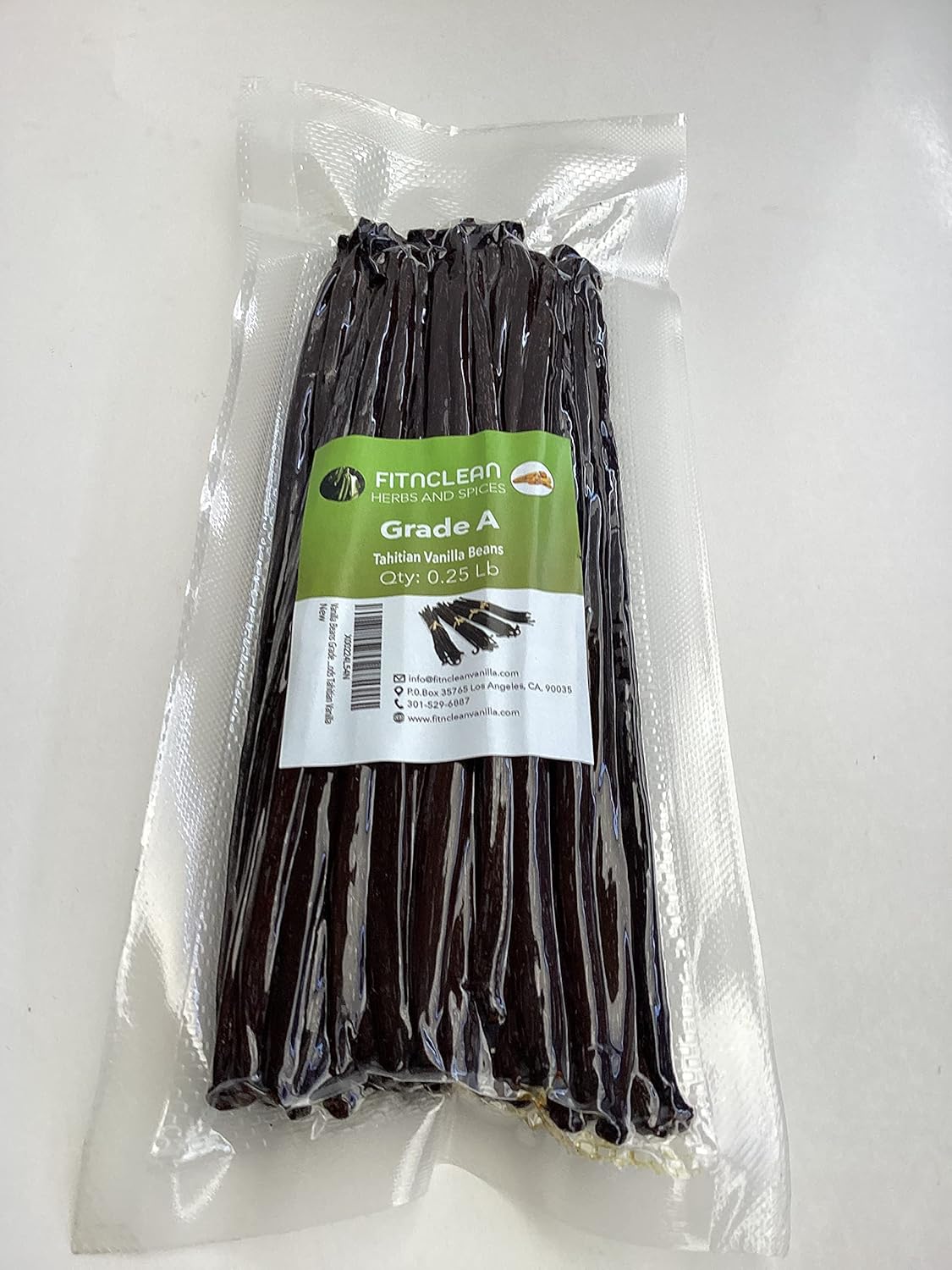 4oz Tahitian Vanilla Beans Grade A for Extract, Cooking and Baking by FITNCLEAN VANILLA| 0.25 Pound (1/4Lb) Bulk 5"-7" Fresh Gourmet Natural Raw NON-GMO Pods.