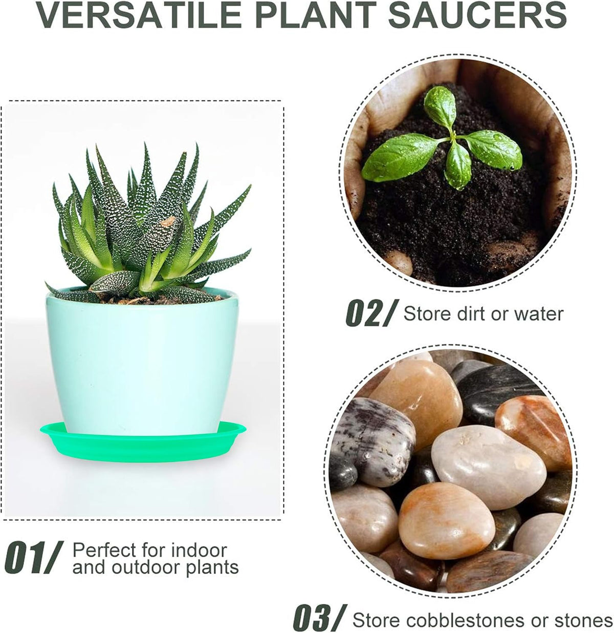 12Pcs Colourful Plant Saucer, 6 8 10 Inch Durable Plastic Plant Tray, Round Plant Pot Saucers, Drip Tray for Indoor and Outdoor Garden, Semi-Clear
