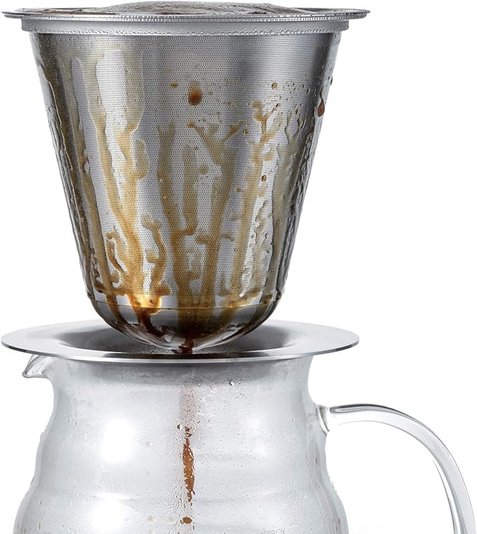 HARIO KDD-02-HSV Double Stainless Steel Dripper Kasuya Model, For 1-4 Cups, Hairline Silver