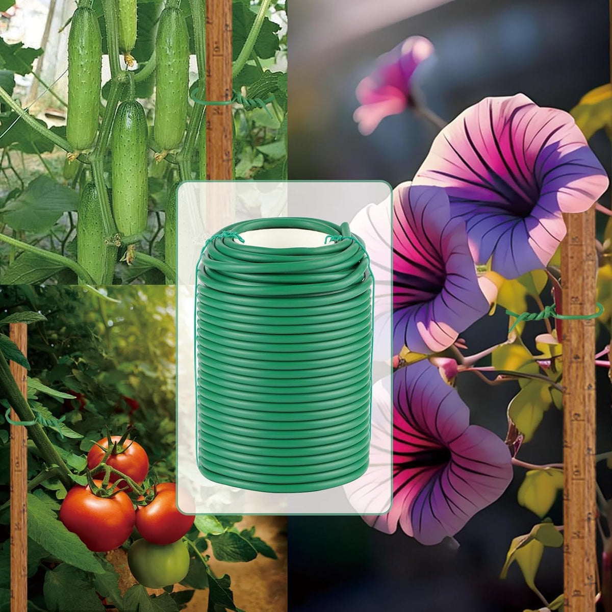 Soft Plant Ties, 66FT Green Garden Wire, Flexible Garden Twist for Climbing Plants, Tomatoes, Outdoor Plants, Vegetables, Flowers, Roses Plant Support (Diameter - 3.5MM)