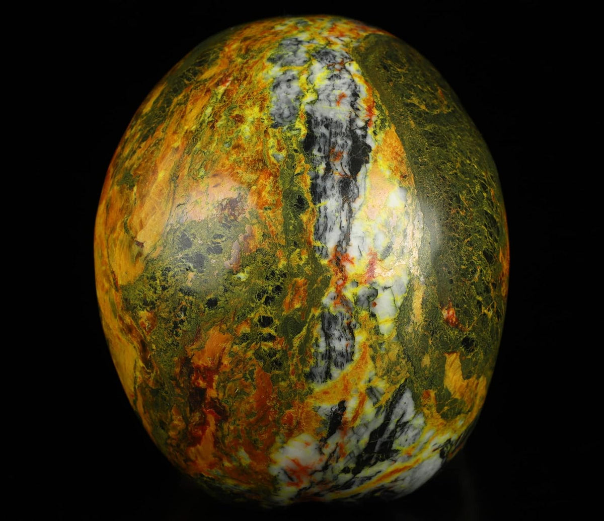 Skullis 5.0”Orpiment Crystal Skull, Hand Carved Gemstone Fine Art Sculpture, Reiki Healing Stone Statue.3623