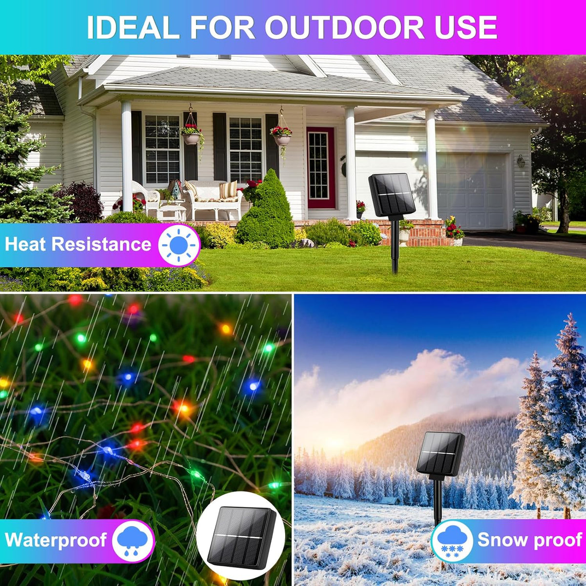 Brightever Outdoor Solar String Lights Waterproof, 2-Pack Total 80FT 200LED Solar Fairy Lights for Outside with 8 Lighting Modes, Solar Twinkle Lights for Yard, Christmas, Party (Multicolor)