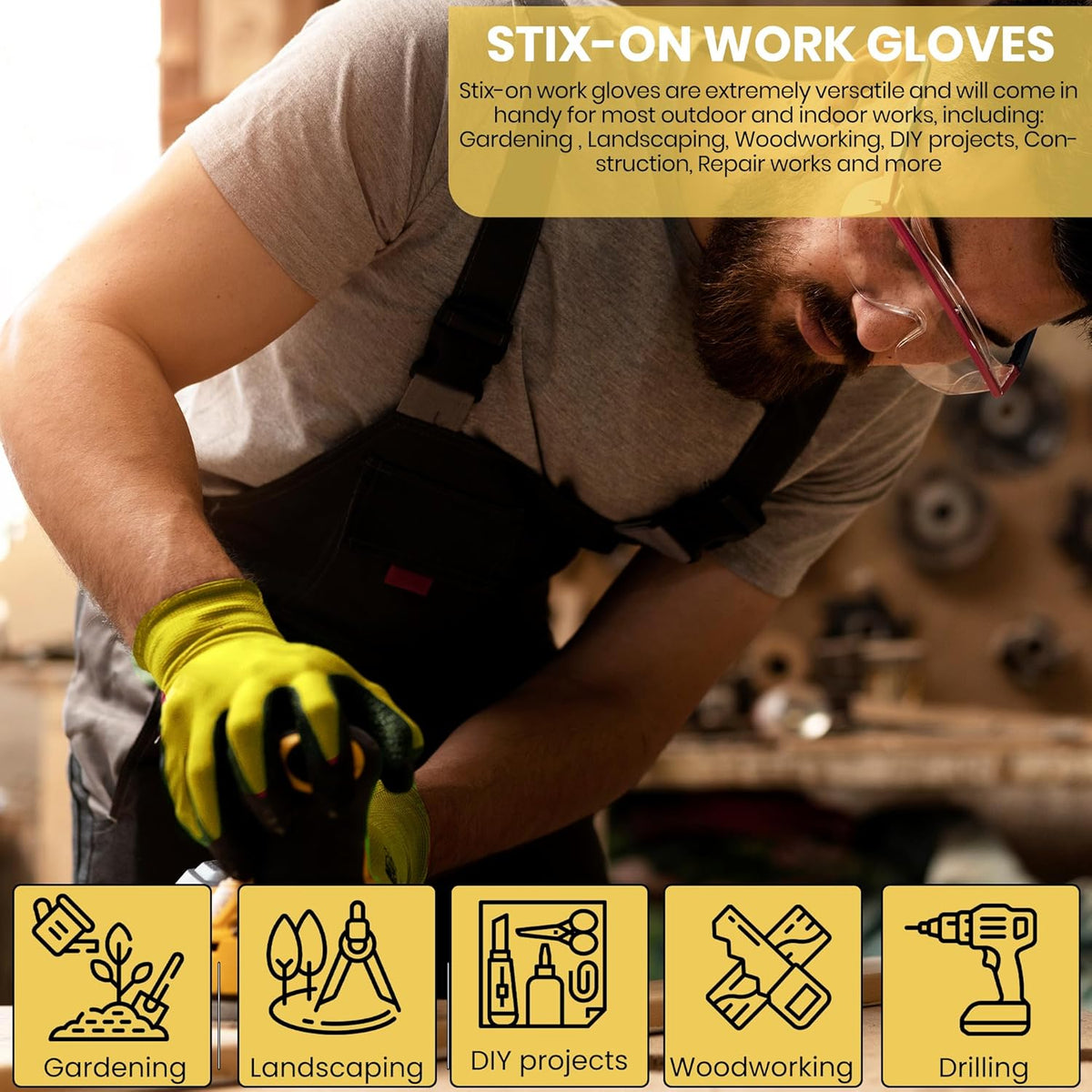 10 OR 20 Pairs Work Gloves–Heavy Duty Rubber Coated Safety Work Gloves–Multipurpose Gloves