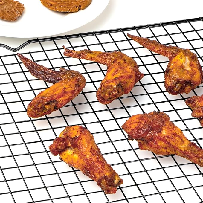 Briout Cooling Rack for Baking, 2-Pack 16x10 Inches Baking Rack, Thick Wire Cookie Rack for Cooking, Roasting, Grilling, Drying, Oven Safe, Fits Half Sheet Pan, Black