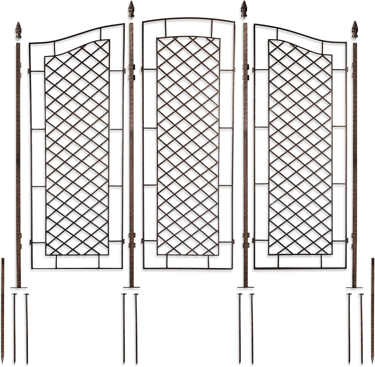 H Potter Large Garden Trellis for Climbing Plants Wrought Iron Metal 3 Panel Ivy Garden Privacy Screen Patio Deck GAR573L