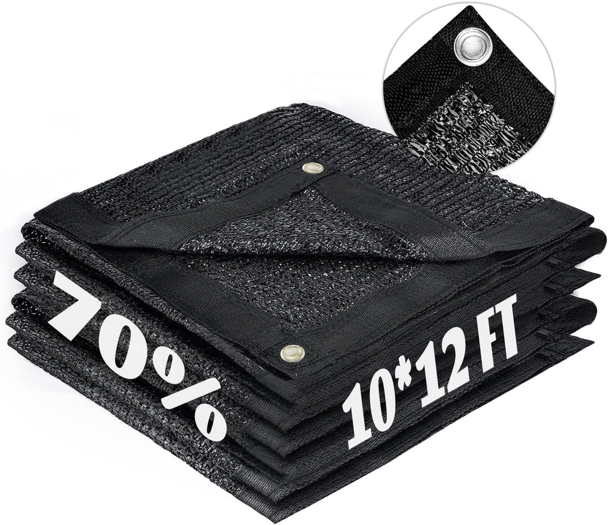 LOVE STORY 10x12FT 70% Black Shade Cloth Sun Shade Net with Grommets Sunblock Net Mesh Tarp for Garden,Plants Cover,Greenhouse and Patio