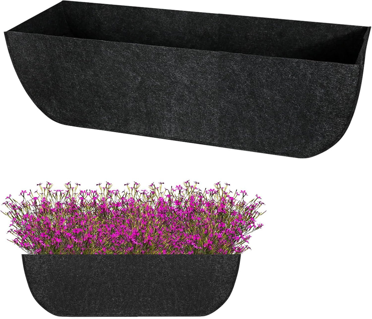 1-Pack 30in Planter Liners - Breathable Felt Hanging Basket and Window Box Liners - Prevent Root Suffocation and Bird Damage - Black