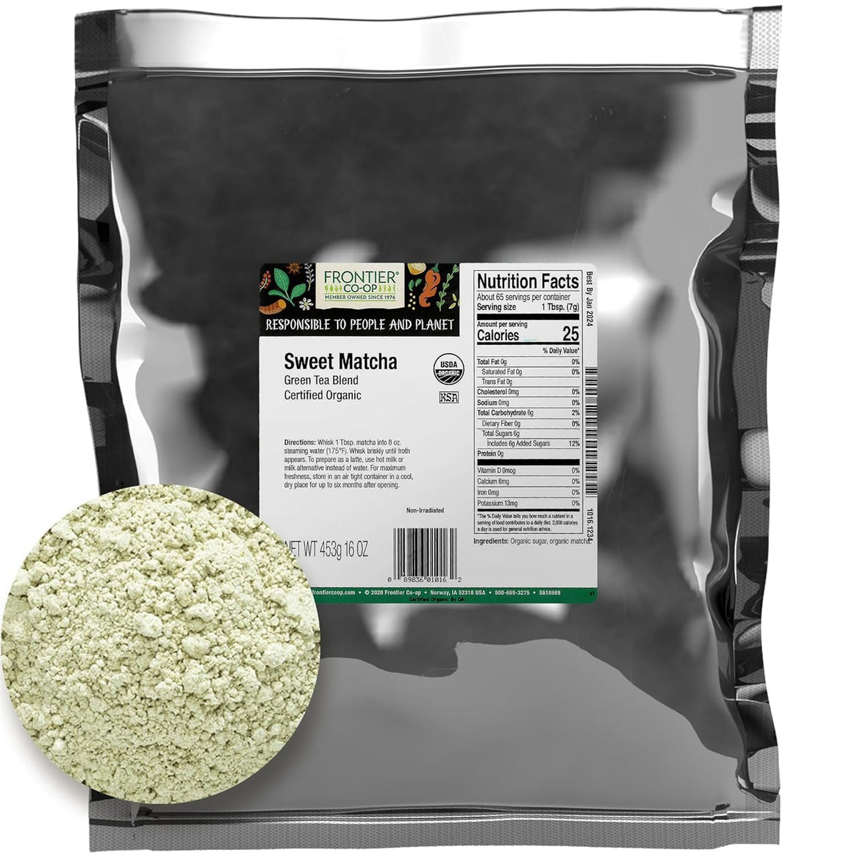 Frontier Bulk Sweet Matcha Green Tea Blend, Organic, 1 Pound