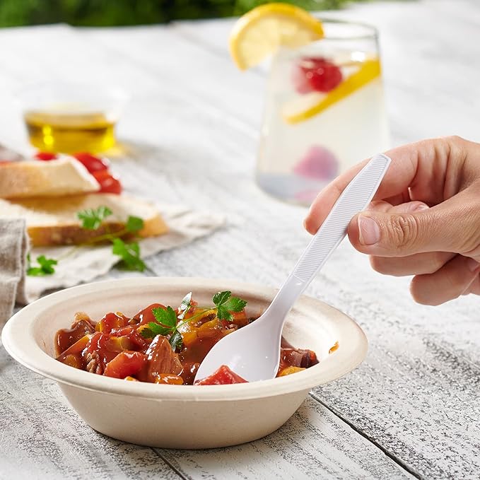 Comfy Package [500 Count] Heavy Duty White Plastic Tea Spoons, Extra Heavyweight Disposable Tea Spoons Perfect for Restaurants, Parties, and Dinner