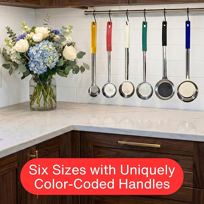 8 Ounce Solid Stainless Steel Portion Control Ladle Spoon for Measuring and Serving; Commercial Grade Serving Scoops [Pack of 2]