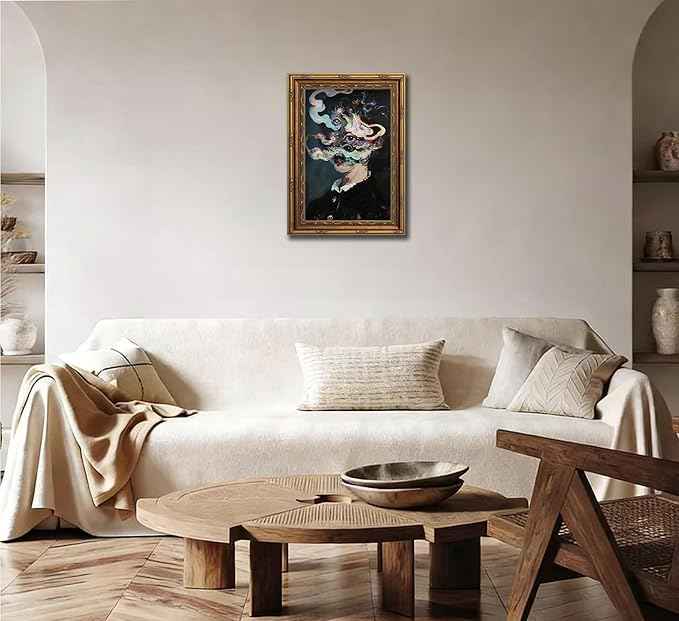 Vintage Gold Framed Gothic Wall Art Maximalist Witchy Feminine Eyes Painting Canvas Prints Dark Academia Poster Surreal Trippy Picture Artwork for Bedroom Living Room Witchcraft Home Decor
