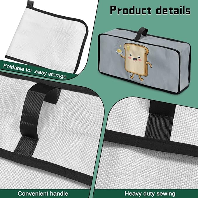 Bread Fabric Toaster Cover 2 Slice Anti-sputtering Slim Toaster Cover Dust Proof Washable Kitchen Appliance Covers for Women, Anti Fingerprint Protection
