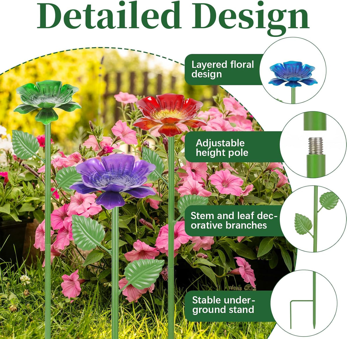 6 Pack Bee Watering Station - Flowers Butterfly Feeder, Bee Water Feeders for Outside, Metal Garden Decor, Bee Baths for Garden Yard Patio