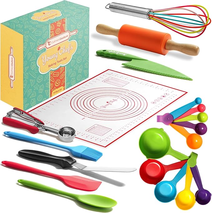Young Chefs Kids Cooking Sets Real - 19 Pieces Real Baking Set - Easter Gifts for Kids 8-12 Years Cooking and Baking Set for Kids– Giftable Sets for Girls and Boys