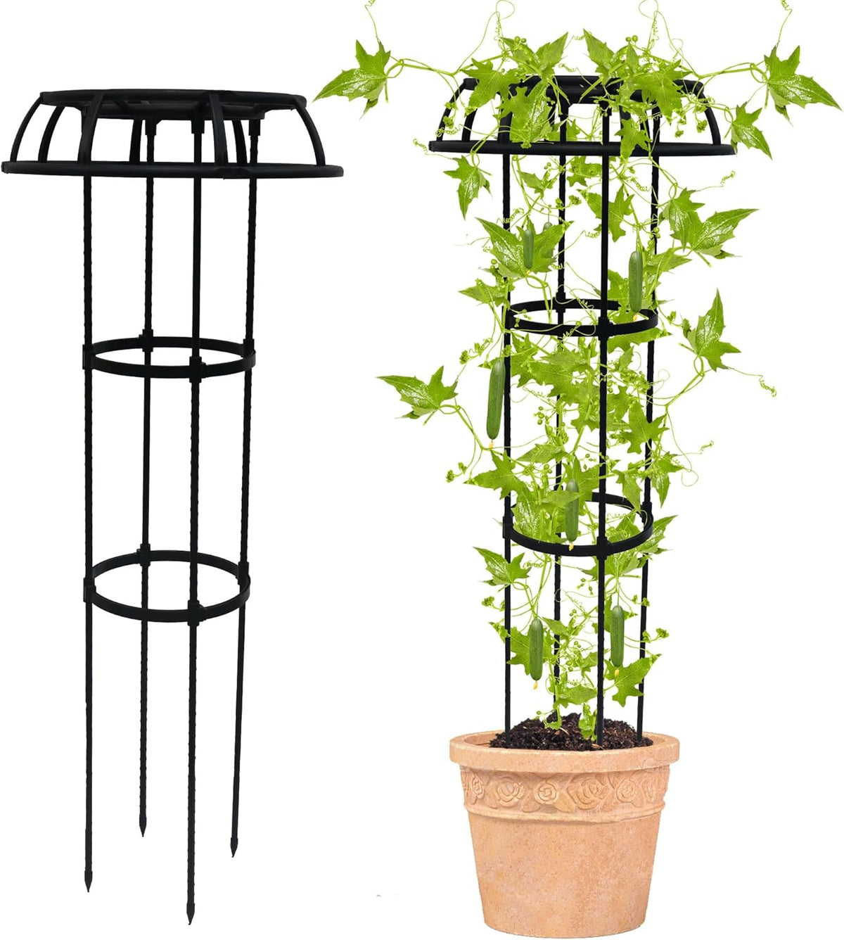 Garden Trellis for Climbing Plants, 2 Pack 41.3 Inch Mushroom Top Trellis for Climbing Plants, Rustproof Metal Plant Flower Trellises for Vine Rose Flower Tomato Support Outdoor Indoor