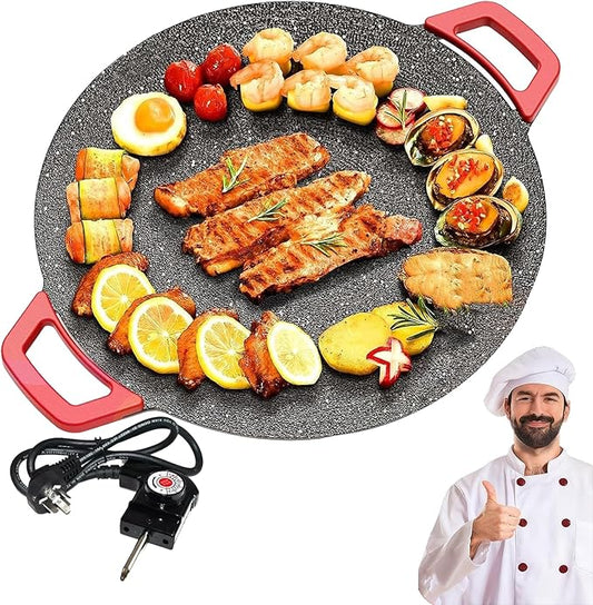 Non-Stick Electric Indoor Grill Pan, 11-15.74in Electric Griddle Nonstick, Multi-functional Korean Electric Indoor Grill, Smokeless Portable Electric Gril (36cm/14.2in)
