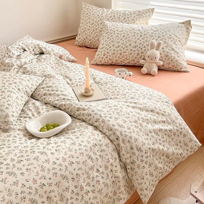 Boho Floral Comforter Set Twin XL Garden Style Bohemian Flowers Comforter for Twin XL Bed Fluffy Soft Girl Floral Bedding Comforter with 2 Pillowcases Vintage Botanical Comforter Set All Season