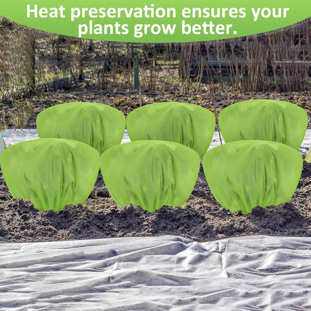 12 Pcs Winter Plant Covers Freeze Protection 39.4x23.6 Inch Horizontal Shrub Tree Rose Plant Protection Bags Frost Blanket with Drawstring for Fall Winter Outdoor Garden Planting (Green)