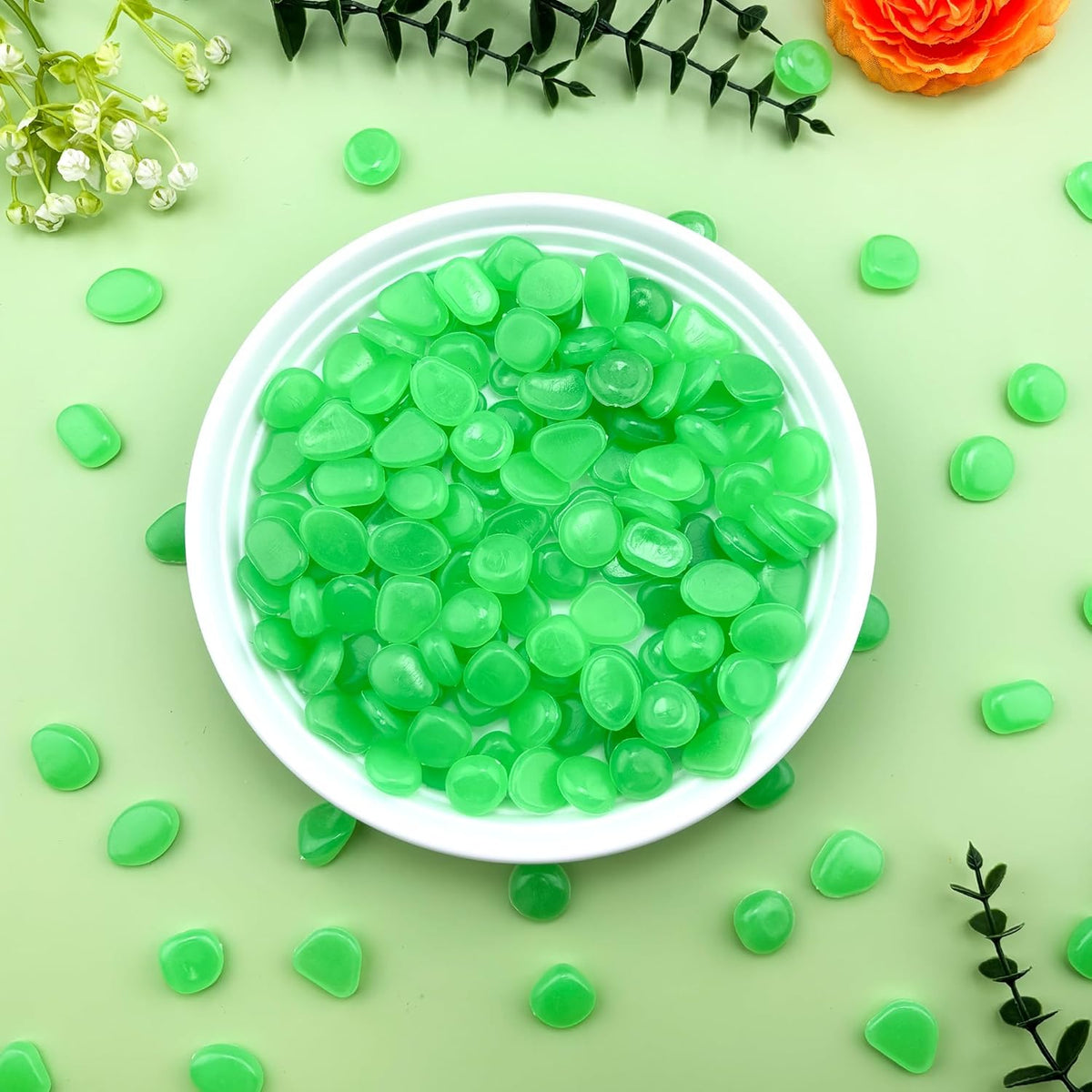 Glow in The Dark Fish Tank Rocks,Green Glowing Rocks Stones Resin Glow in Dark Pebbles for Outdoor Garden, Fish Tank, Aquarium, Landscaping,Driveway Decoration,11 oz