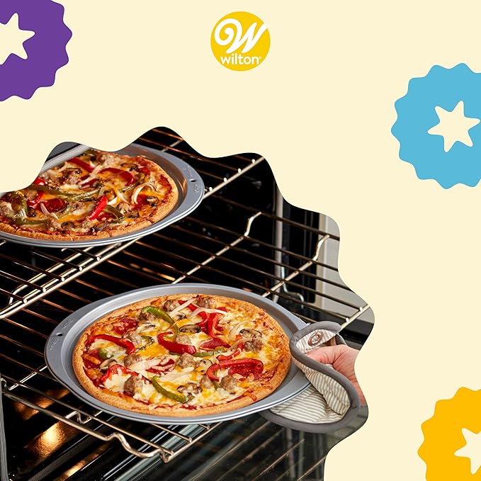 Wilton Recipe Right 12-Inch Pizza Pans, 2-Piece Set, Steel