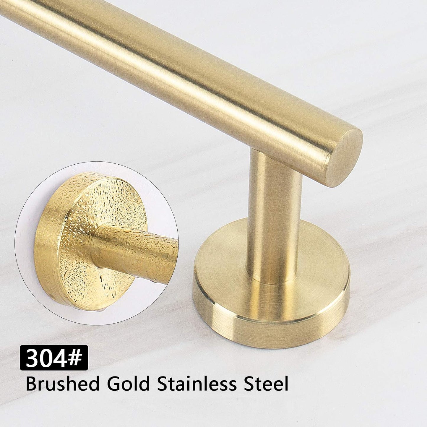 NearMoon Bath Towel Bar, Bath Accessories Thicken Stainless Steel Shower Towel Rack for Bathroom, Towel Holder Wall Mounted (1 Pack, Brushed Gold, 12 Inch)