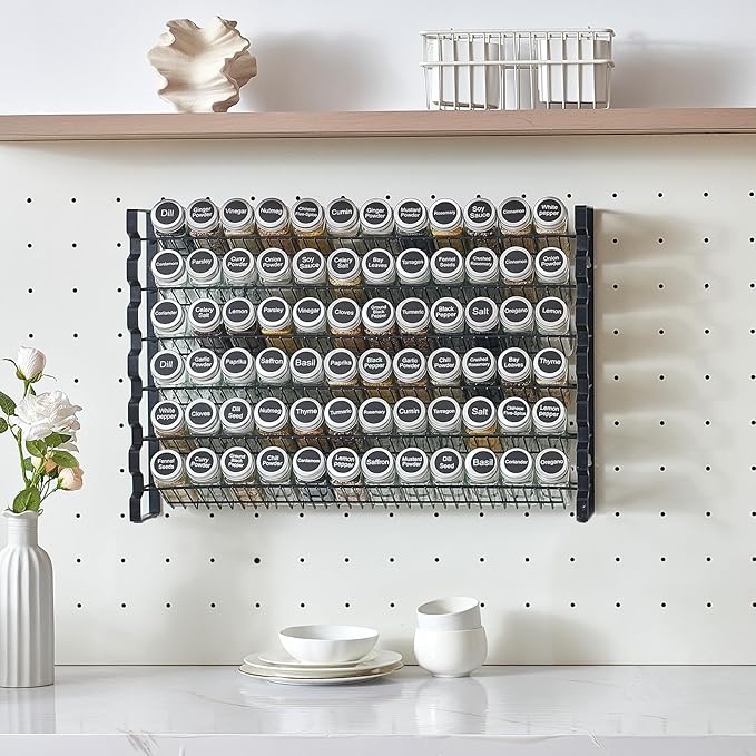 VEVOR Spice Rack Organizer for Cabinet, Spice Organizer with 72 Empty Spice Jars, Lids, Spice Labels, and Funnel Complete Set, Seasoning Organizer for Countertop, Kitchen, Pantry, Cupboard, 23x16 in