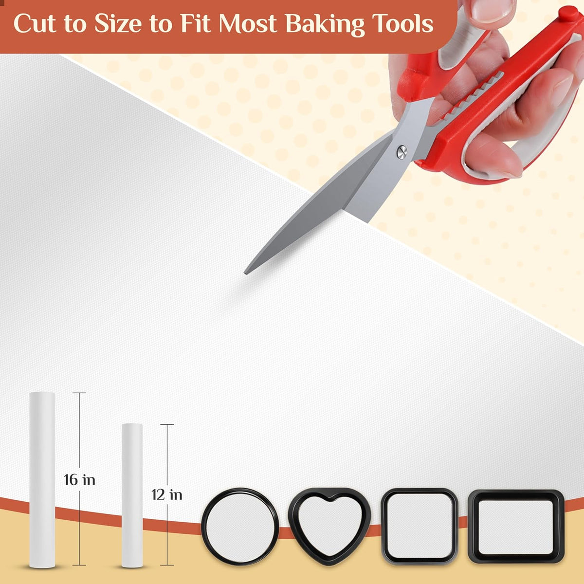 Silicone Baking Mat, 12 IN x 6 FT Free Cutting Baking Sheet,Non-Stick Reusable Dough & Pastry Mat,Non-Slip Silicone Mat Roll for Air Fryer Liner,Freeze Dryer,Oven Baking Pan,Kitchen Counter