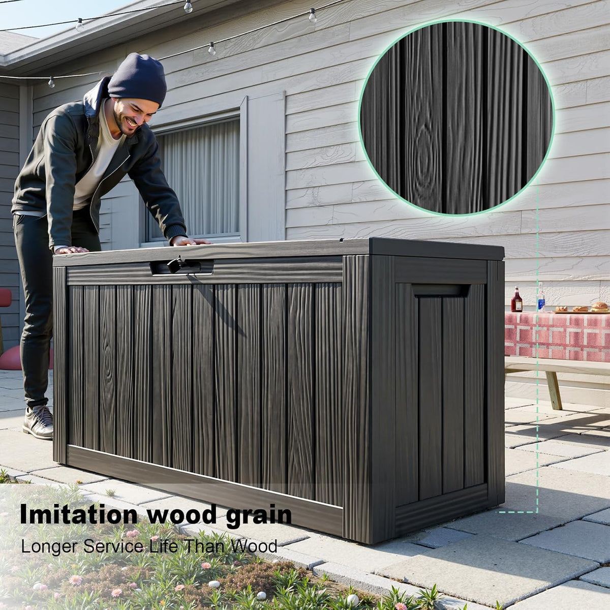 80 Gallon Outdoor Storage Box – Waterproof Deck Box for Garden & Patio,Black