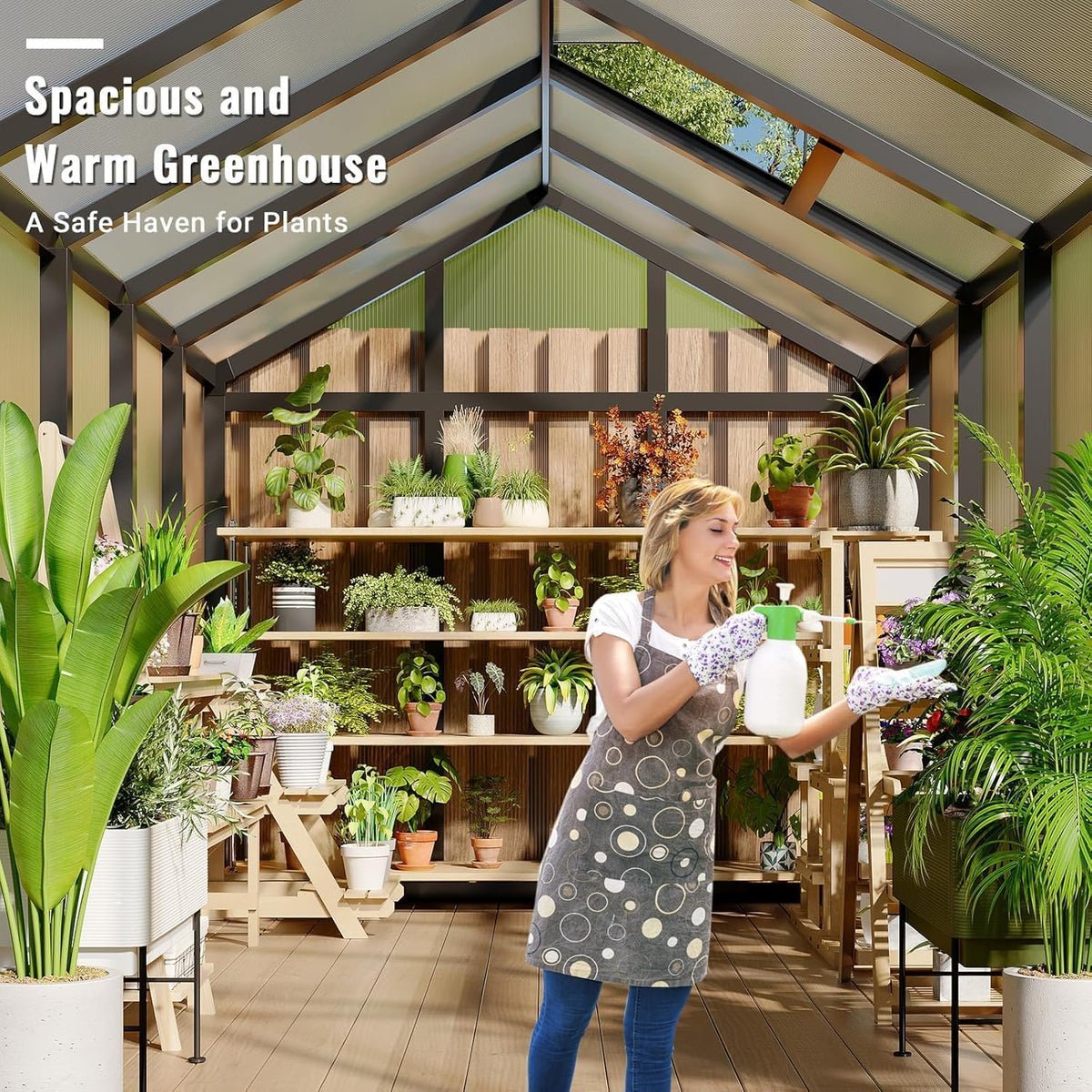 6 x 10 FT Greenhouse, Greenhouses for Outside, Polycarbonate Greenhouse with Aluminum Frame, Lockable Door and Ajustable Roof Vent for Backyard, Green Houses for Outside Garden Backyard, Patio