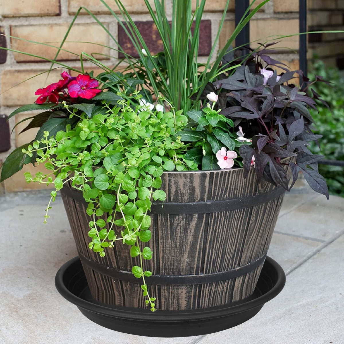 3 Pack of 18 19 inch Plant Saucer, 2.4" Depth Large Plant Tray, Heavy Sturdy Plant Drainage Tray for Indoors, Sturdy Plastic Plant Plate Water Catcher for Planter 15-19"(19", Black)