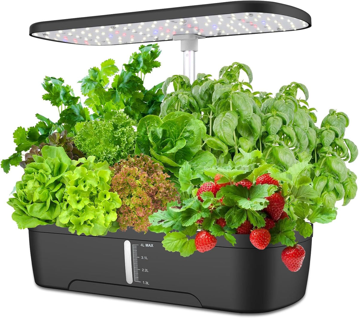 Hydroponics Growing System Indoor Garden,12 Pods Indoor Gardening System with LED Grow Light, Height Adjustable, Plants Germination Kit, Hydroponic Planter Fresh Harvest (Black)