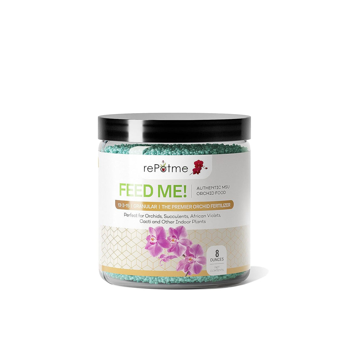 rePotme Orchid Food - Feed ME! MSU Orchid Fertilizer - RO/Rain/Tap Water (8 oz)