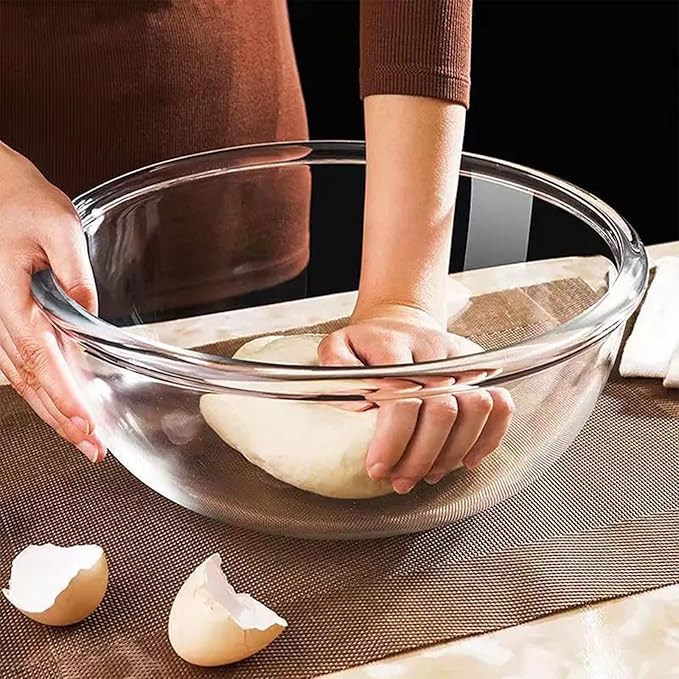 6.2Quart Large Glass Bowls with Lid,Thickened 12Inch Clear Glass Salad Cooking Bowls for Kitchen Salad Bread Storage, For Prepping, Marinating & Mixing Brining Kimch