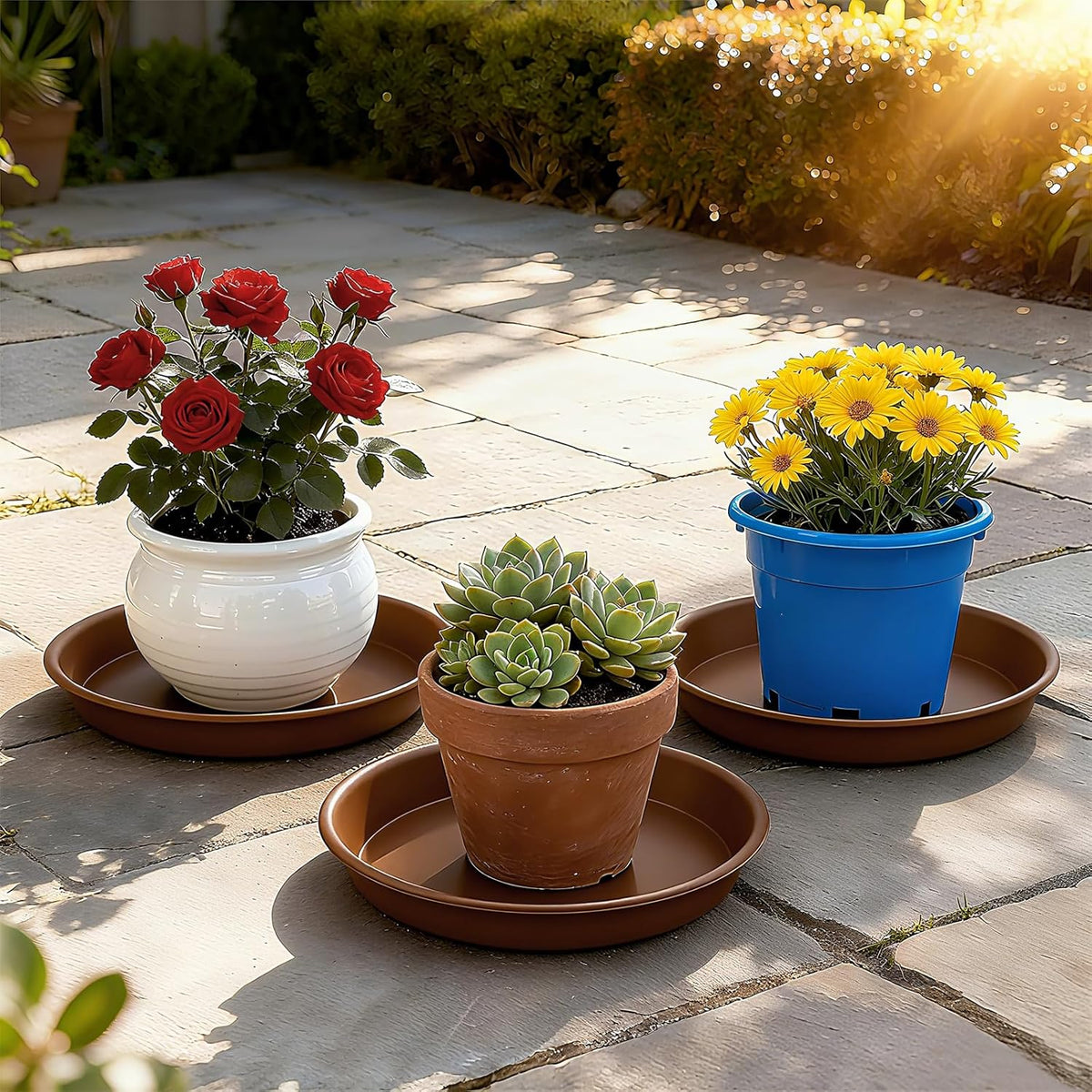 Plant Saucer 10 inch, Heavy Large Planter Durable Thicker Plastic Plant Trays for Indoors and Outdoor, Plant Saucer Drip Trays,Brown(10" - 3 Pack)