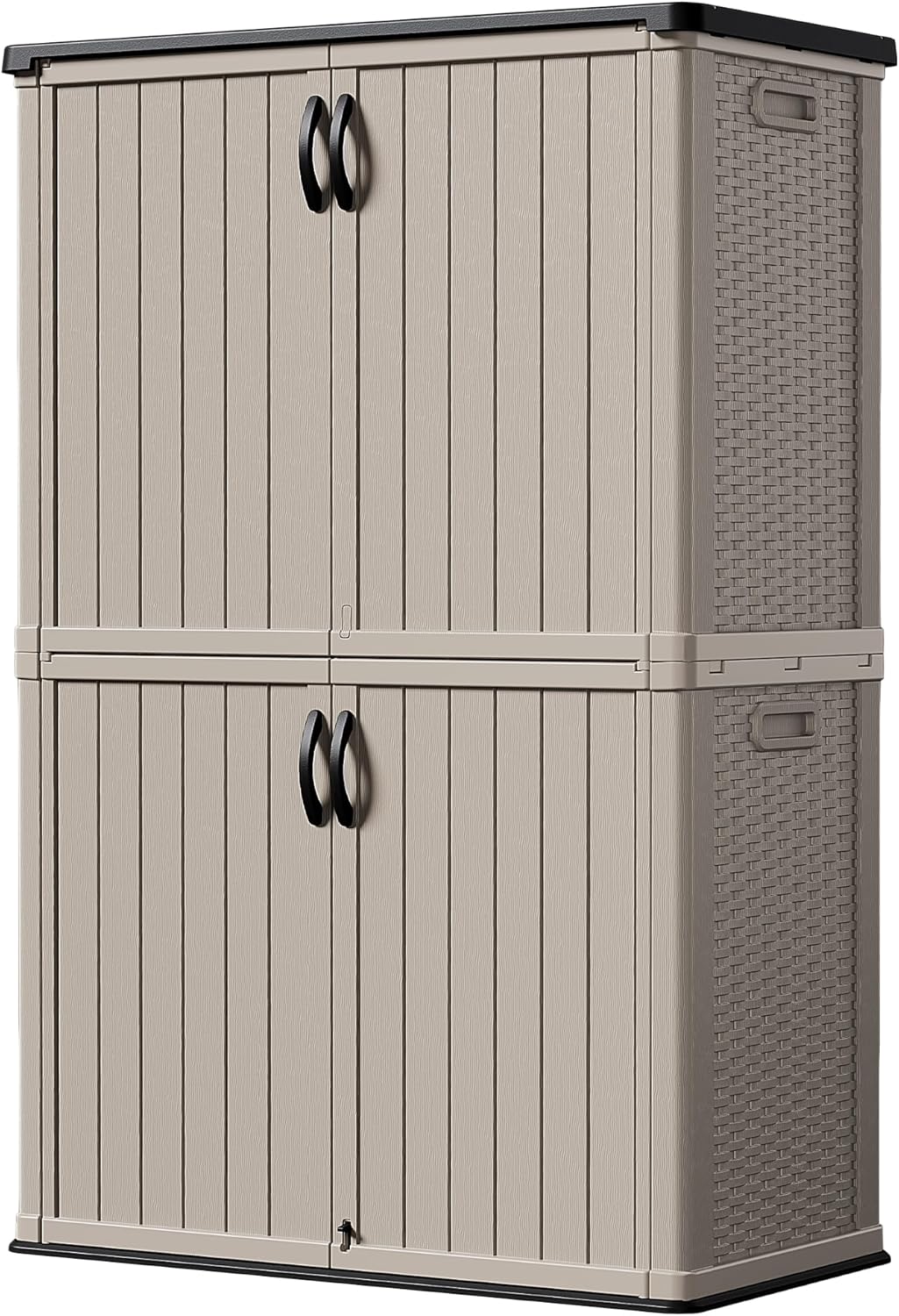 Devoko Outdoor Storage Cabinet 50 Cu Ft with Lockable Doors, Vertical Storage Shed Waterproof Patio Tools Storage Box for Sofa Cushions, Gardening Tools and Accessories (Beige)