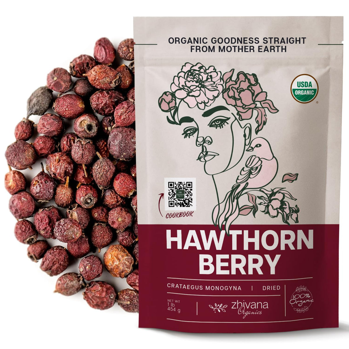 Organic Hawthorn Berry Tea (16 oz.) - Hawthorn Tea, Hawthorne Berries - High Blood Pressure, Heart Health Support, Relaxation