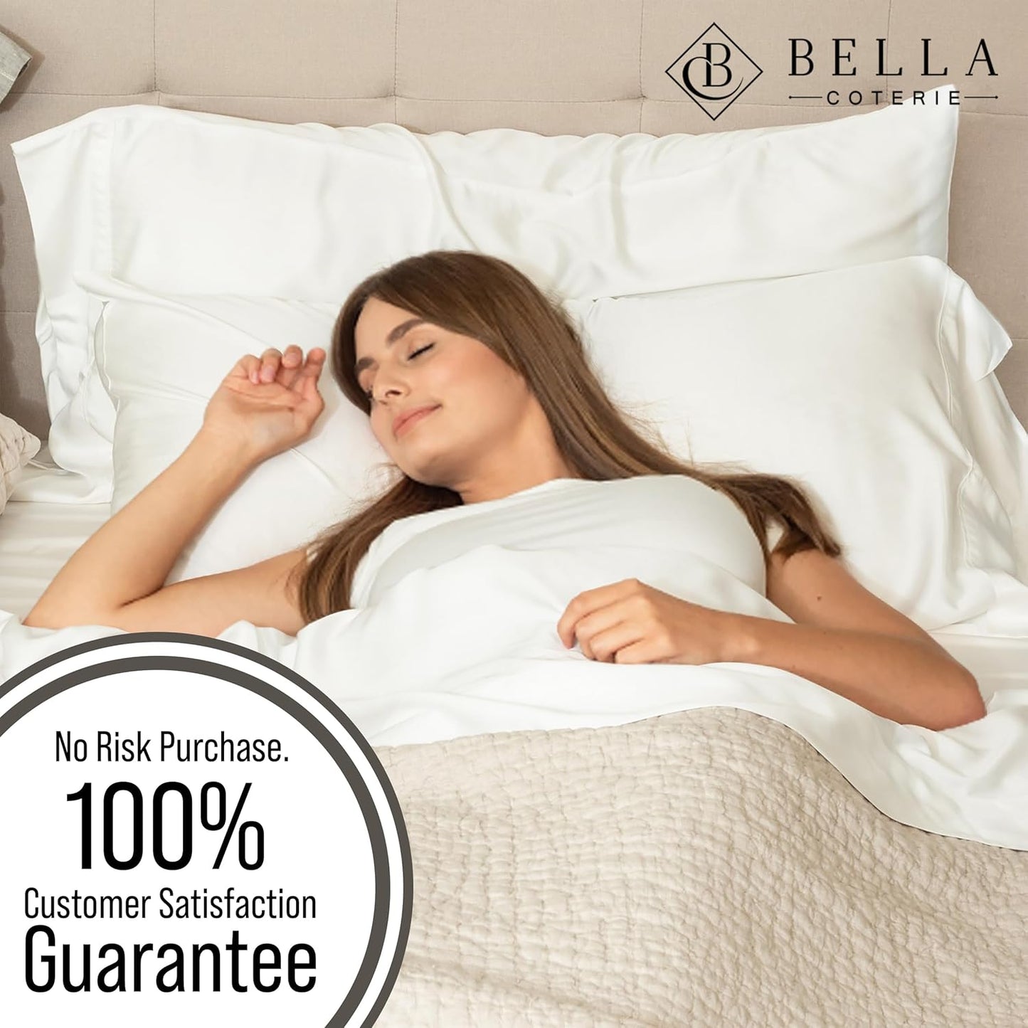 Bella Coterie Luxury Bamboo Viscose Queen Size Sheet Set | 100% Organically Grown | Ultra Soft | Cooling for Hot Sleepers | 18" Deep Pocket [Ivory]