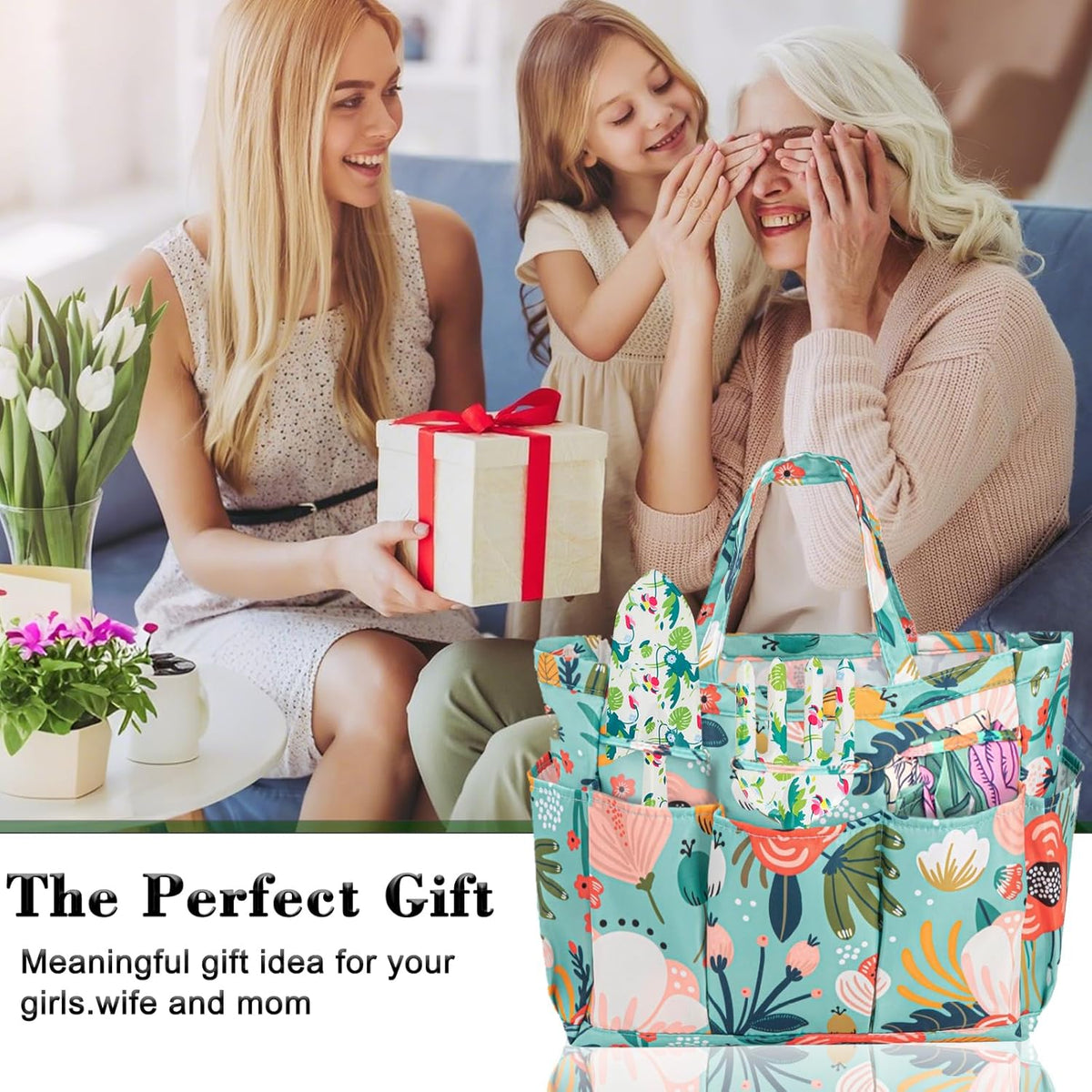 Garden Tool Set 10 Pcs, Heavy Duty Gardening Hand Tools with Garden Tool Bag, Mom Gifts for Mothers Day, Gardening Gifts for Women Garden Lover, Birthday Christmas Thanksgiving for Mom Grandma