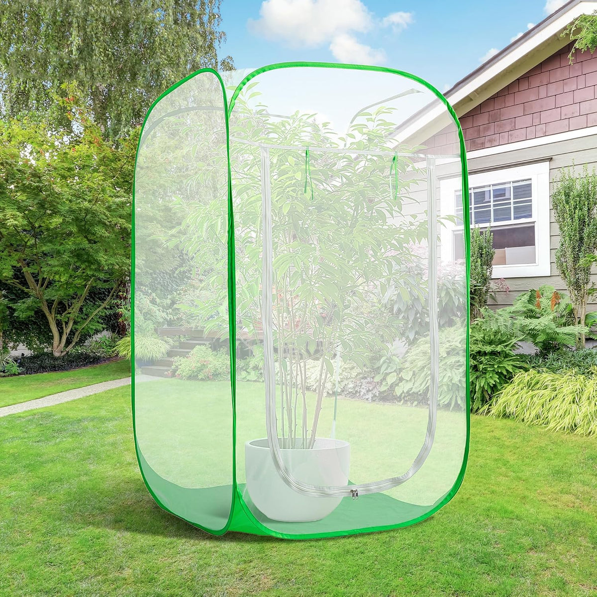 59" x 35" x 35" Pop Up Garden Mesh Plant Cover, Plant Protectors Mesh Plant Enclosure, Garden Net Cage Pest Protection Guard Tent with Storage Bag for Protect Plant Vegetable Fruit from Birds Insects